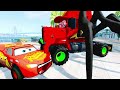 LONG CARS vs SPEEDBUMPS with Big & Small: Wide Lightning Mcqueen vs Thomas Trains - BeamNG.Drive