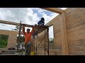 Finishing The Walls + Beams on our Off Grid Log Cabin + Gardening // Northern Maine // VLOG