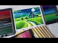 Night landscape of house drawing with brustro coloured pencils | drawing and arts uday