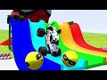 5 MONSTER TRUCKS VS COLOR WATER SLIDE GAME