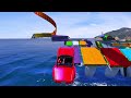 GTA V Epic New Stunt Race For Car Racing Superheroes ride on the bridge of Spider Mcqueen by Shark