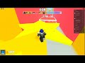 Playing a Parkour stage on Roblox. Playing Roblox with my friends.