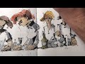 Drawing and painting people with ink and watercolor