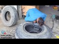 Amazing skill of Repairing a Hard Impact Sidewall Truck Tire