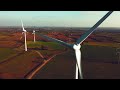 Drone flying near wind farm