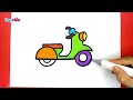 Drawing cute motorbikes | Draw a simple but beautiful motorbike