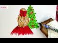 How to draw a cute beautiful dress - step by step || Pencil colour drawing