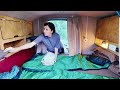 Relaxing in a CAMPER on the bank of a mountain RIVER [ASMR camp, cooking on coals, SUBTITLES]