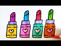How to draw a lipstick💄💄💄💄 drawing and coloring for kids and toddlers || easy lipstick drawing