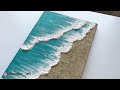 DIY Sea Texture Painting Mixing With Sand and sandstone Texture | Ocean Waves Textured Art