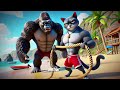 Dad Cat vs King Kong Epic Fight to Protect Kitten! #cat #cute #catlover #catvideos #cutecat #aicat