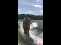 7 year old kid tandem wake surfs first time