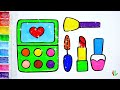 Cara Menggambar dan Mewarnai Makeup Glitter Rainbow Makeup tools coloring and drawing for Kids