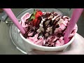 Strawberry Ice Cream Rolls | how to make fried Ice Cream with fresh Strawberries - Recipe | ASMR