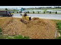 Nice Video Processing Landfill Up by 5ton dump truck & KOMATSU D31P Bulldozer Push Soil, Mix 2VDO