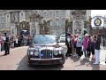 Queen Elizabeth 2 is leaving Buckingham Palace in her Bentley