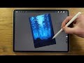 PROCREATE DRAWING Tutorial Landscape in EASY Steps - Forest Camp Fire