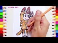 easy drawing Bingo and her Mom for kids/How to draw Bingo from Bluey/Bluey Drawing #blueydrawings