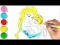 How To Draw Elsa And Anna, Drawing For Kids, Coloring & Painting ,Easy Draw, Elsa Frozen From Disney