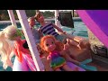 Boat day ! Elsa & Anna toddlers - sailing - swimming - Barbie dolls