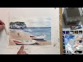 풍경수채화, 더운 여름 바다 생각/Seascape Watercolor Painting