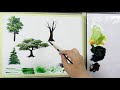 Как нарисовать деревья веерной кистью. How to paint trees with fan brush. Step by step