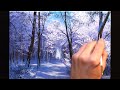 👍 Acrylic Landscape Painting - Forest Winter / Easy Art / Drawing Lessons / Satisfying Relaxing.