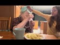 Blindfolded snack taste test challenge on grandma Shirley