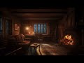 Spending time in a beautiful cabin | burning firewood sounds and rain sounds