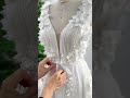 Making a v neck 3D floral ivory midi wedding dress #dress #fashion #bridal #hautecouture