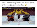 mascot loses balance on ice rink commercial