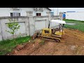 Start a new project!! Land filled by Bulldozer KOMATSU D20P Pushing soil with 5ton Trucks