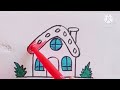 How to draw Masroom House Drawing, painting and Colouring for kids and Toddlers