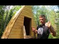 Building COZY A-frame HOUSE on the RIVER bank with a beach. Start to finish 1 year in 40 minutes.