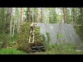 A MAN BUILDS A SECRET LOG CABIN ALONE. THE MOSS ROOF IS READY!