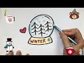 How To Draw a Cute Winter Snow Globe | Рисование милого зимнего снежного шара