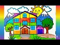 House drawing for kids | Drawing House tutorial for beginners