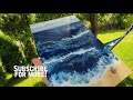 Paint Pouring on Holiday: Acrylic Sea Scape | ABcreative  Swipe Technique - ASMR - DIY