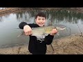 Bank Fishing the DEEPEST HOLE IN THE RIVER!! (Winter Fishing)