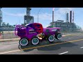Big & Small:McQueen and Mater VS BARBIE car Zombie Slime apocalypse cars in BeamNG.drive
