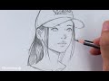 How to draw a girl wearing a cap for beginners (step by step)