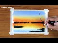 Simple Oil pastel Sunset Landscape Painting for beginners | Oil Pastel Drawing