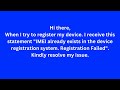 IMEI Already Exists in The Device Registration System. Registration Failed