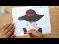 How to draw lady with a hat step by step