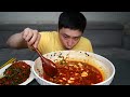매운 파김치에 얼큰한 순두부 열라면 8개 파김치 라면 먹방 korean spicy green onion kimchi spicy noodles ramen mukbang eating