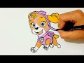 Skye, Paw Patrol character drawing for kids | Cute puppy drawing | Easy drawing and colouring