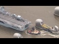 HMS Ocean goes through Thames Barrier