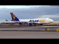 (4k) Atlas Air Passenger Charter 747-400 Arrives Phoenix for Superbowl