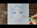 cute anime girl drawing | easy pen drawing | easy drawing for beginners