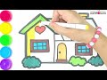 How to draw a House Rainbow | Drawing House step  by step easy